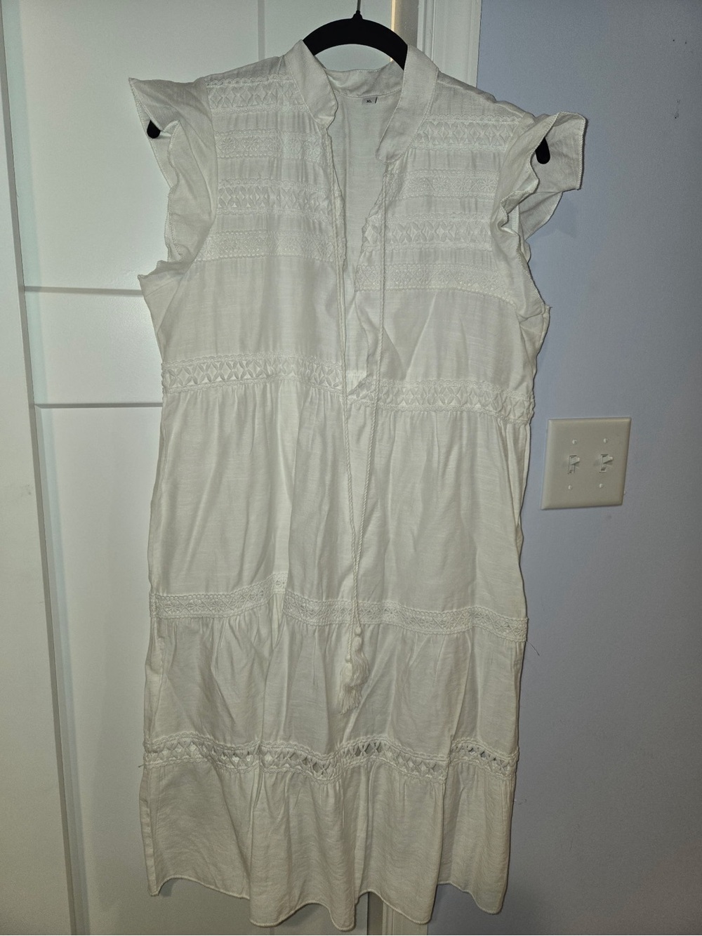 Women's White Boho Tiered Midi Dress - Brand Unspecified
